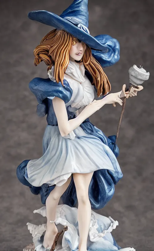 Prompt: Porcelain witch girl figure, 8k, studio photography, highly detailed