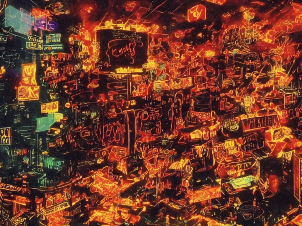 Image similar to Enter the Void by Gaspar Noe as a PS1 game landscape