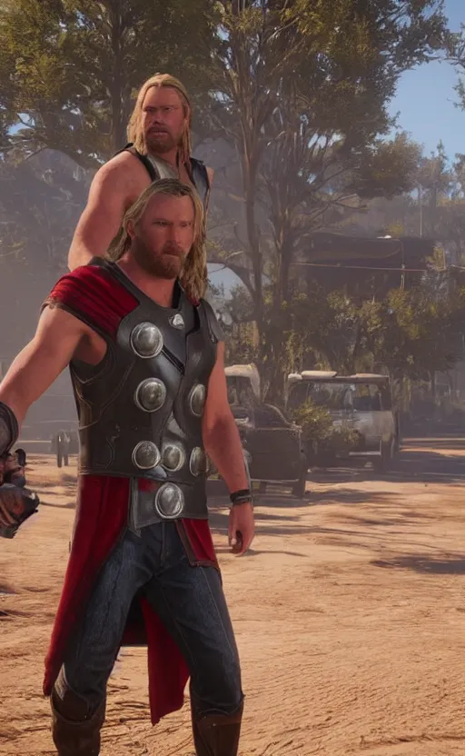 Prompt: thor in red dead redemption 2