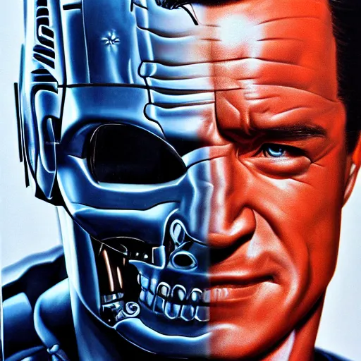 Image similar to a game art portrait, Gene Kelly as the terminator, by Steve Argyle, hyperrealism