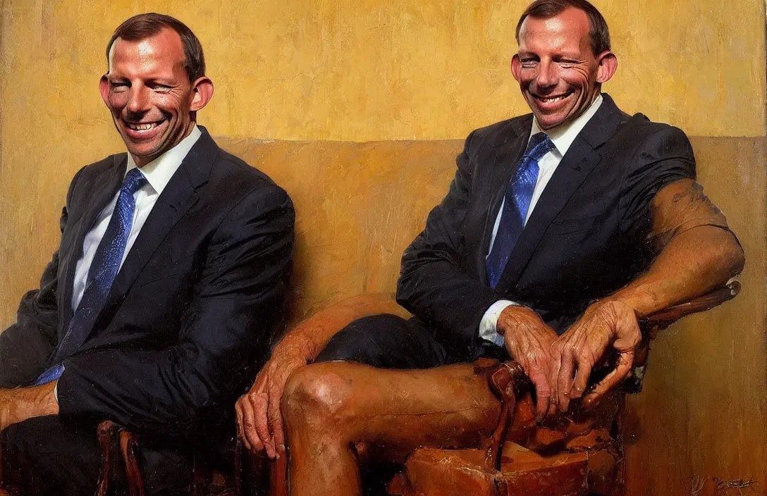 Image similar to portrait of tony abbott australian politician!!!!!!!!!!!!!!!!!!!!!!!!!!!, detailed face, detailed painting,, epic lighting, by ilya repin, phil hale and kent williams