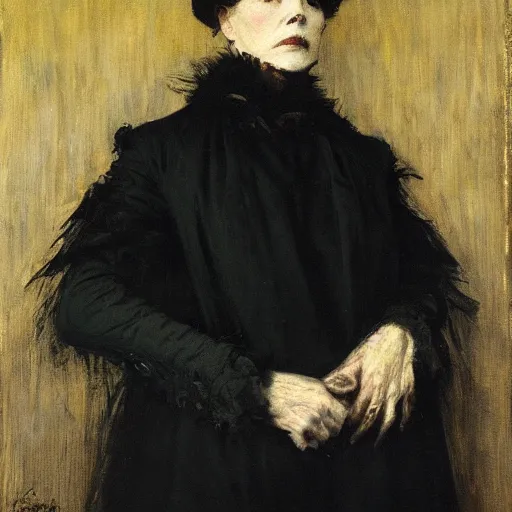 Image similar to portrait of death, by alfred stevens