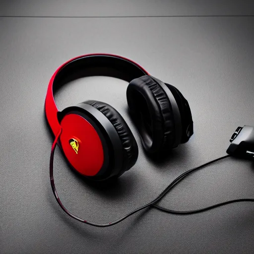 Image similar to Concept art of a headphone with Ferrari style, Photography, 4k, Super-Resolution, RGB, product pic