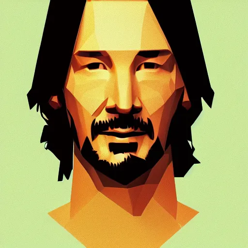 Image similar to low poly isometric render of Keanu Reeves