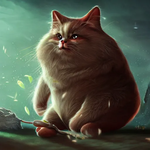 Prompt: fantasy fat cat, high detail, digital art, beautiful , concept art,fantasy art, 4k