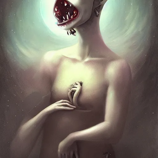 Prompt: lovecraftian monster by tom bagshaw