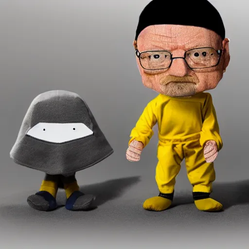 Prompt: Walter White with a Jesse Pinkman sock puppet