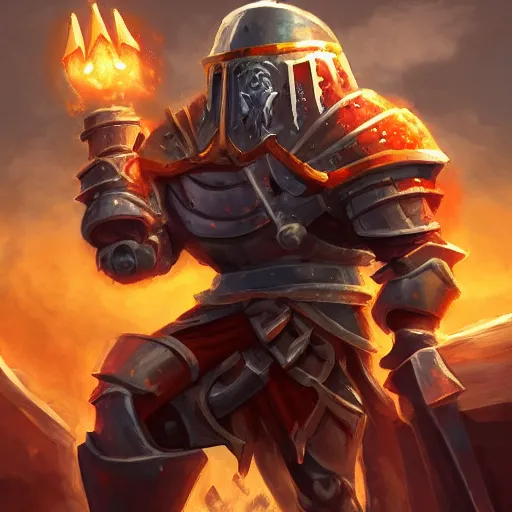 Image similar to Heavy knight’s Gauntlet, the gauntlet, powerful gauntlet, the war gauntlet, war theme, bloodbath battlefield background, fiery battle coloring, hearthstone art style, epic fantasy style art, fantasy epic digital art, epic fantasy card game art