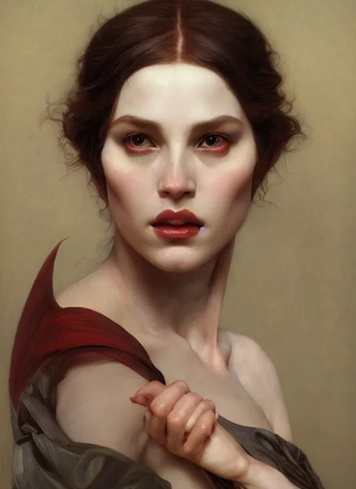 Prompt: half - demon horn, feminine, elegant, hyper realistic, extremely detailed, dnd character art portrait, fantasy art, dramatic lighting, vivid colors, artstation, by edgar maxence and caravaggio and michael whelan and delacroix, lois van baarle and bouguereau