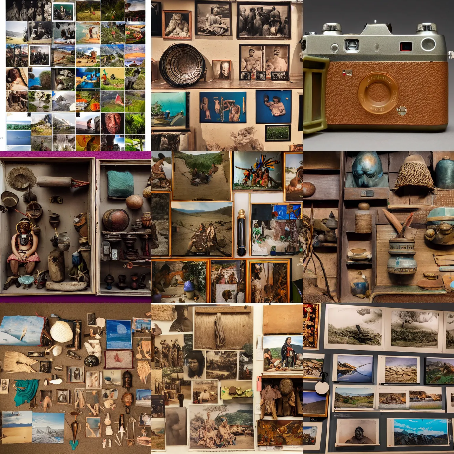 Prompt: a fujifilm x - h 2 s color photography of ethnographic objects on display, fantastic anthropology, dream ethnology, highly detailed, 1 8 0 0 dpi