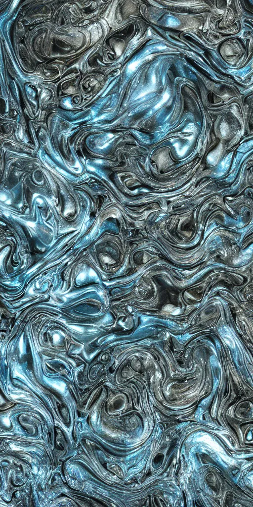 Image similar to a photorealistic render of a 3 d organic water structure, made of liquid metal, c 4 d, made of marble, by ernst haeckel, hyper realistic, plain background, 8 k, volumetric lightning, trending on artstation