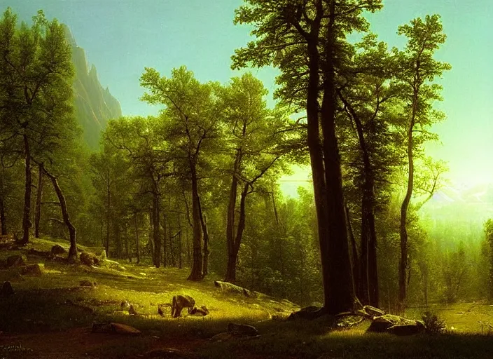 Prompt: 🌲🌳 by alberrt bierstadt