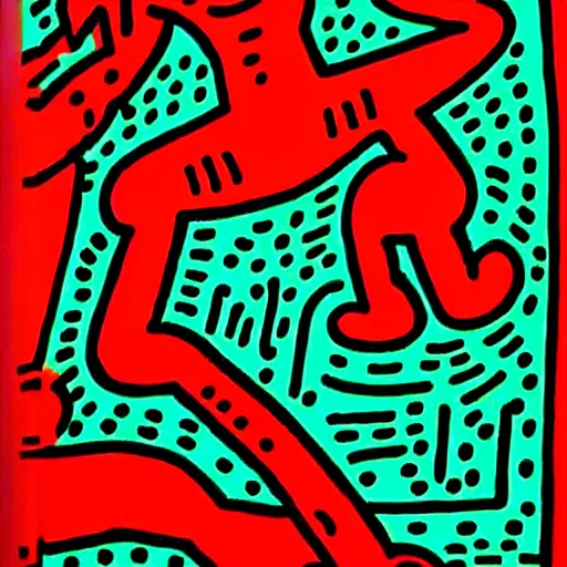 Image similar to detailed painting of miku hatsune, by keith haring and junji ito