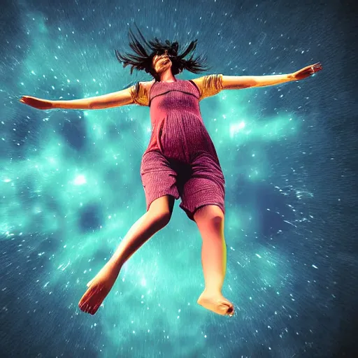 Prompt: Digital art of a person flying in a lucid dream