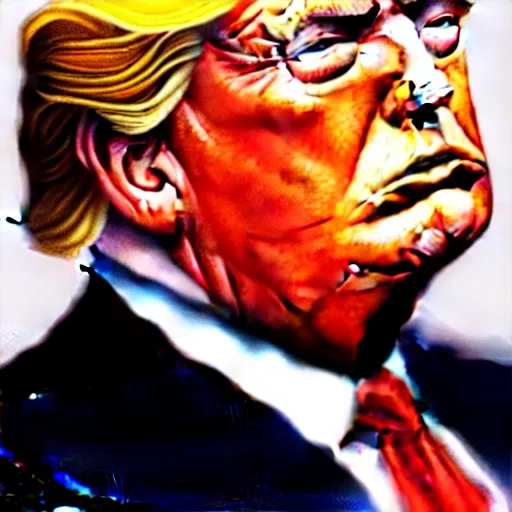 Image similar to epic portrait of donald trump, detailed, digital painting, artstation, concept art, donato giancola, joseph christian leyendecker, wlop, boris vallejo, breathtaking, high details, extremely detailed, sincere face, establishing shot, artistic, hyper realistic, beautiful face, octane render