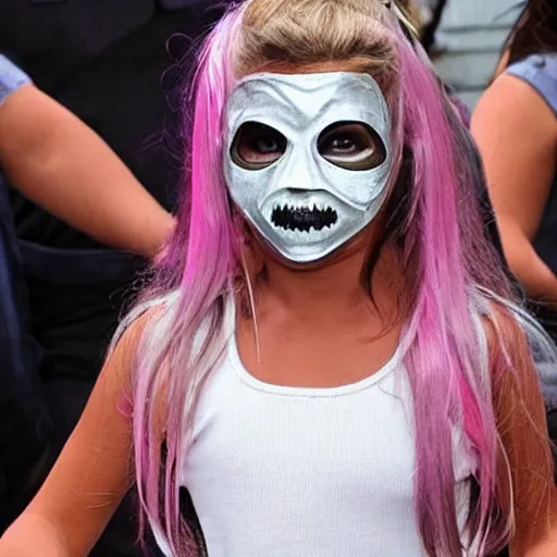 Prompt: katie price purge mask, creepy