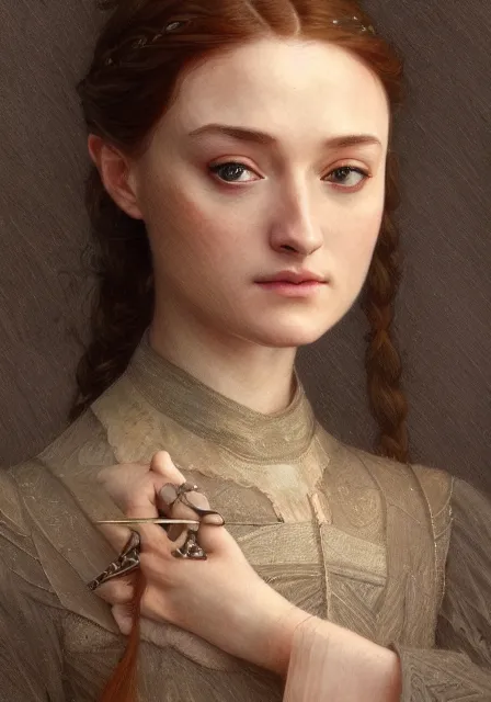 Prompt: portrait of little bird sansa stark, intricate, elegant, highly detailed, digital painting, artstation, concept art, smooth, sharp focus, illustration, art by artgerm and greg rutkowski and alphonse mucha and william - adolphe bouguereau