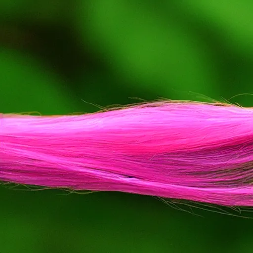 Prompt: larva with long pink flowing hair