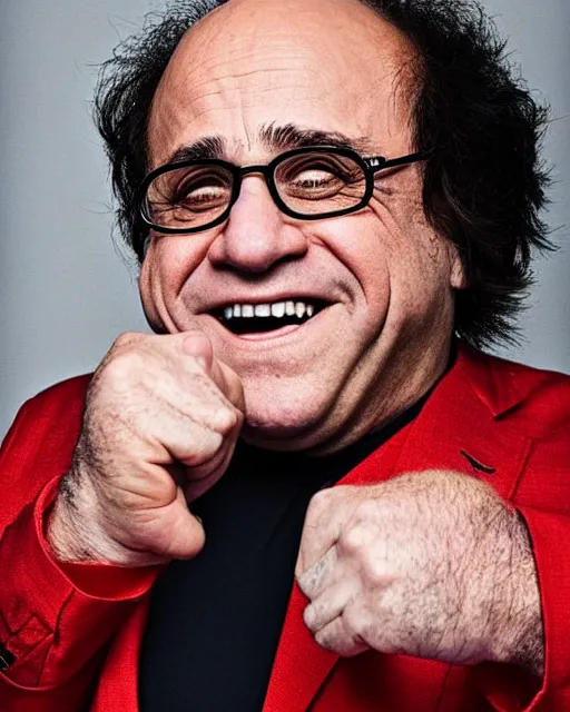 Image similar to portrait of danny devito as a professional wrestler. photographic, photography