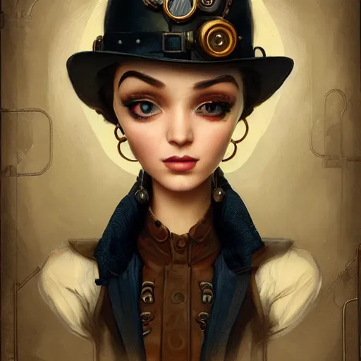 Image similar to lofi steampunk portrait pixar style by Jonathan Yeo and Tom Bagshaw and Joe Fenton