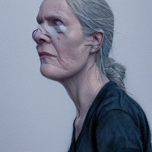 Image similar to ruth from ozark, character portrait, concept art, intricate details, highly detailed by greg rutkowski, michael whelan and gustave done