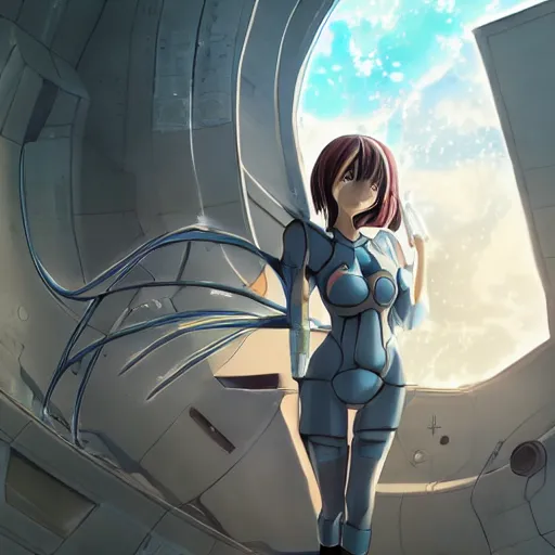 Prompt: beautiful and gorgeous anime girl in a thight plug suit scavenging a abandoned space station, danboru, artstation, high quality, highly detailed, drawn by someone who knows what he does