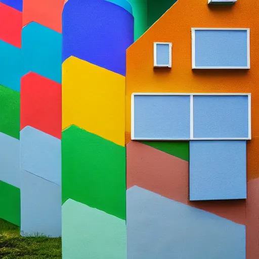 Prompt: a house made of colorful paper, award - winning photography