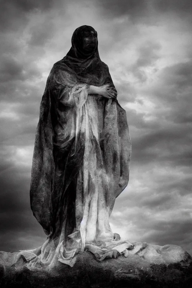 Image similar to transfiguration, black and white photo