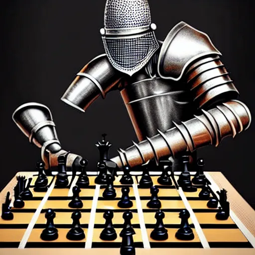 Prompt: medieval knight with spiky hair playing chess, highly intricate steampunk, chess knight, photorealistic, hyperrealism, beautiful, high resolution