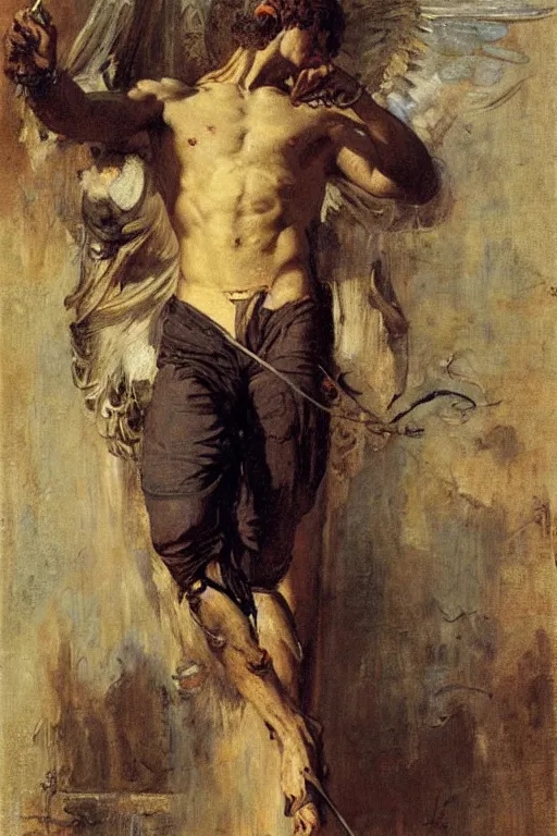 Prompt: attractive male, painting by gustave moreau, j. c. leyendecker