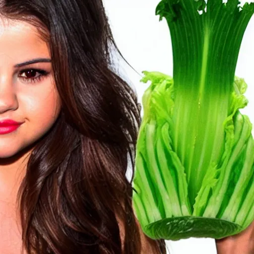 Image similar to selena gomez as celery monster