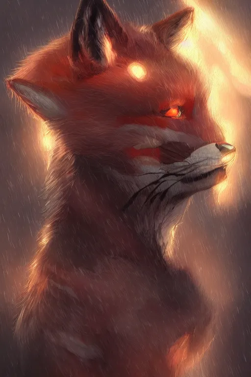 Image similar to a fox fursona, trending on artstation, by kawacy, furry art, digital art, cyberpunk, high quality, backlighting