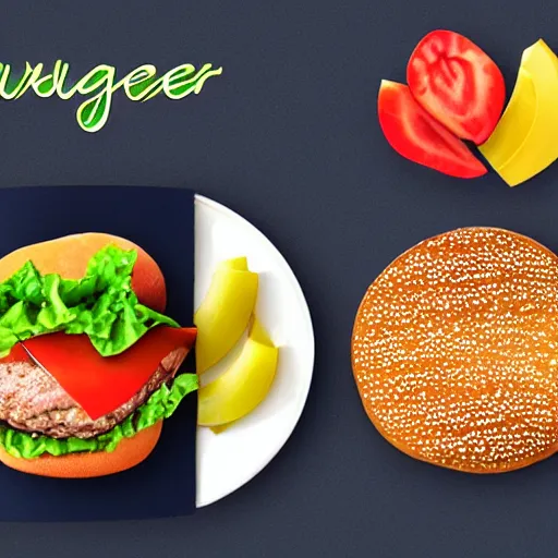Prompt: burger made from fruits