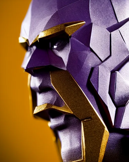 Prompt: an origami thanos by akira yoshizawa, realistic, very detailed, complex, intricate, studio lighting, bokeh, sigma 5 0 mm f 1. 4