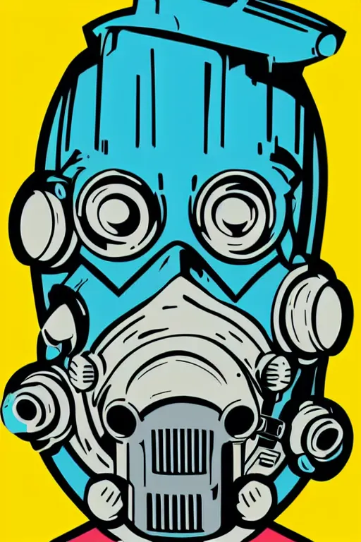 Image similar to fallout 7 6 retro futurist illustration art by butcher billy, sticker, colorful, illustration, highly detailed, simple, smooth and clean vector curves, no jagged lines, vector art, smooth andy warhol style