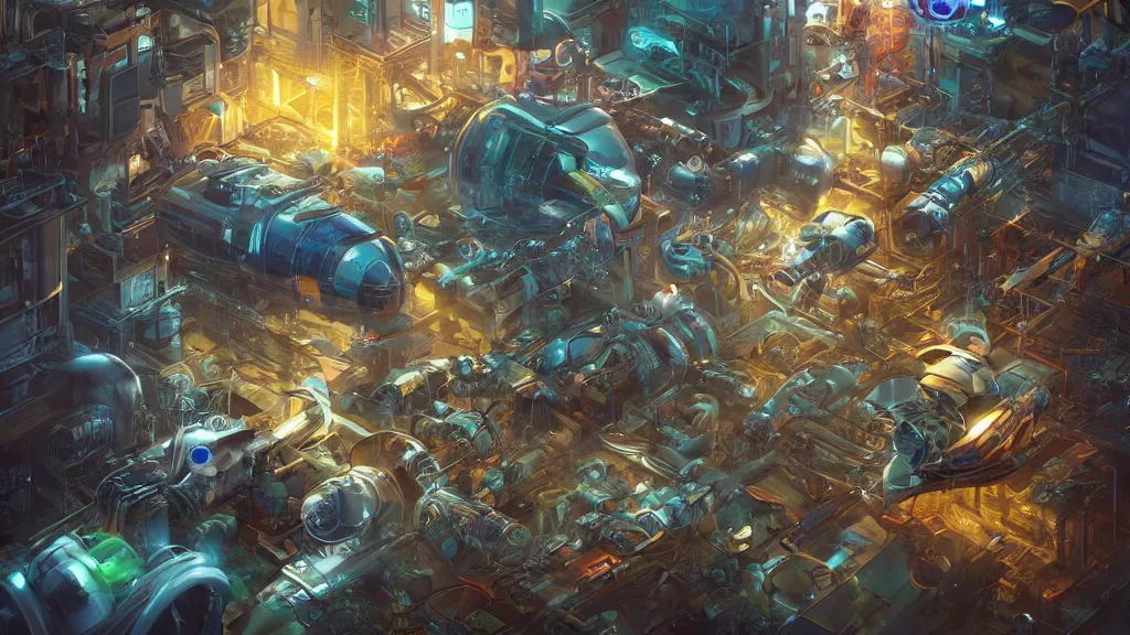 Prompt: engines of a dream coming to life after a long hibernation, incubator medpods, wake cyborgs from hypersleep, by ross tran, tim white, 4 k