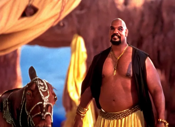 Image similar to film still of sinbad as kazaam in the movie kazaam 1 9 9 6