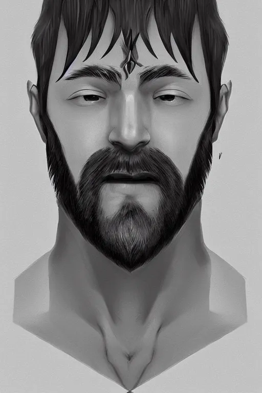 Prompt: portrait from a handsome masculine bearded extraterrestrial man, gray alien, trending on artstation