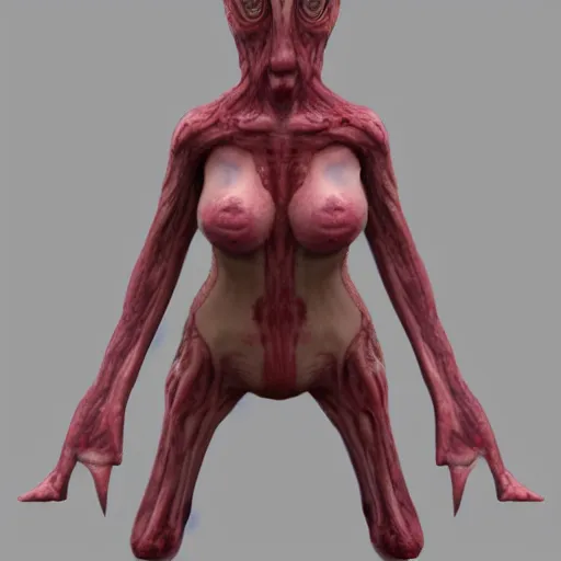 Image similar to weird flesh female creature