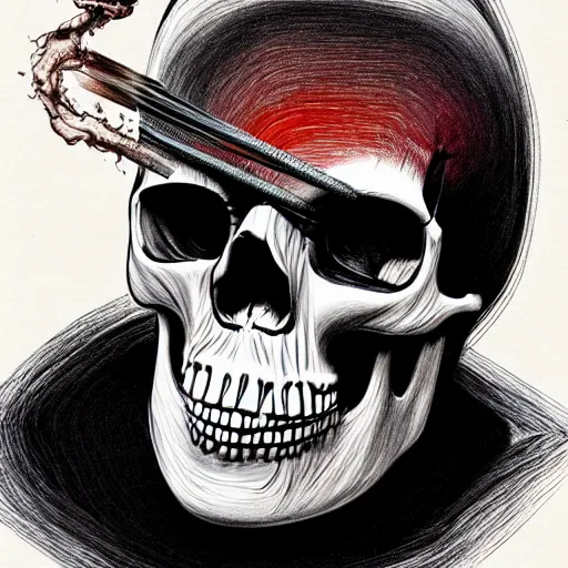 Prompt: graphic illustration, creative design, a skull, biopunk, francis bacon, highly detailed, hunter s thompson, concept art