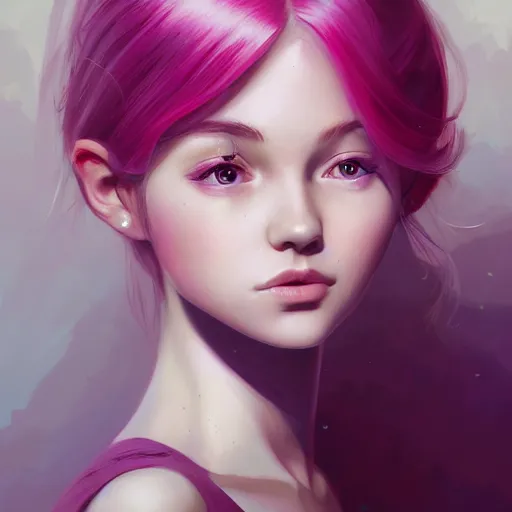 Image similar to portrait of teen girl, pink hair, gorgeous, amazing, elegant, intricate, highly detailed, digital painting, artstation, concept art, sharp focus, illustration, art by Ross tran