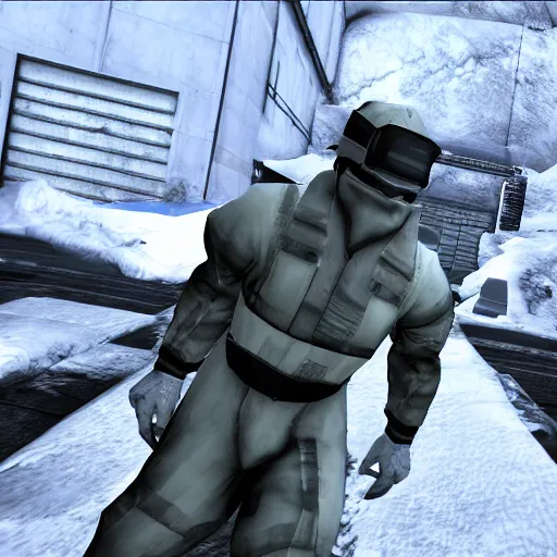 Prompt: solid snake in half life 2, game screenshot