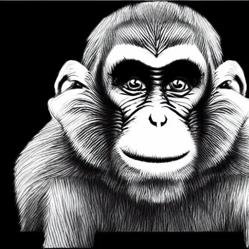 Image similar to a poorly drawn monkey, detailed shading,