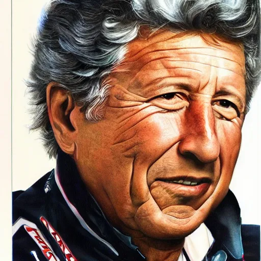 Prompt: mario andretti, realistic, clean, detailed