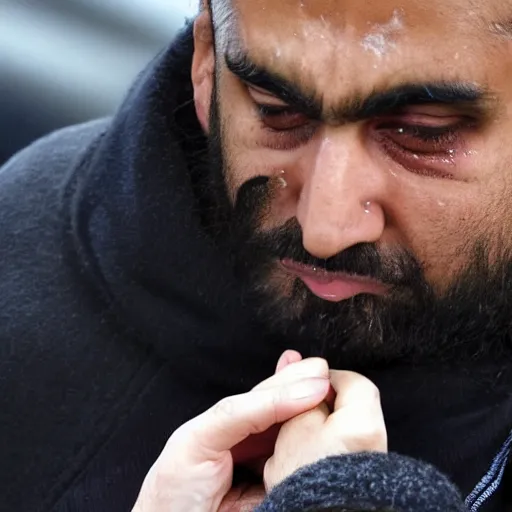 Image similar to mohammed crying at charlie hebdo headquarters