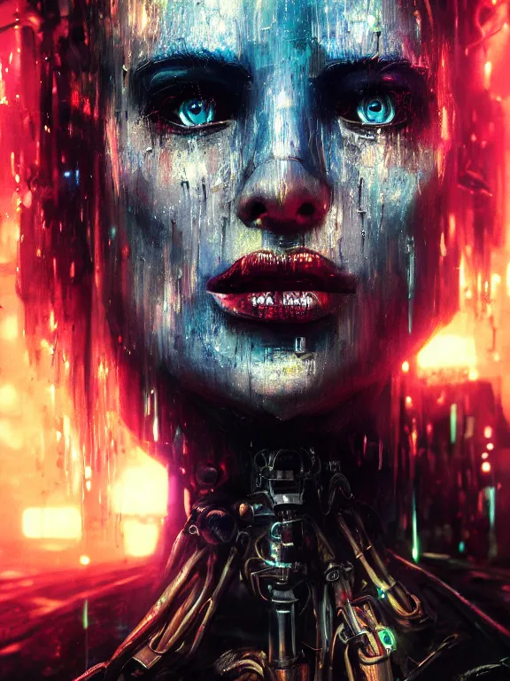 Image similar to portrait art of 8k ultra realistic retro futuristic zombie, lens flare, atmosphere, glow, detailed,intricate,blade runner, cybernetic, full of colour, cinematic lighting, trending on artstation, 4k, hyperrealistic, focused, extreme details,unreal engine 5, cinematic, masterpiece, art by ayami kojima, giger