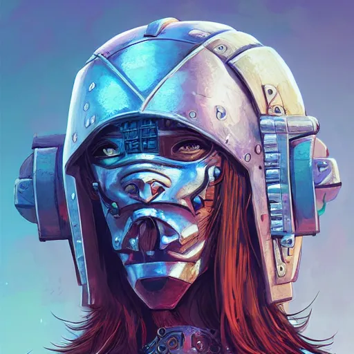 Image similar to cyberpunk viking helmet mask warrior goddess robot ninja fantasy, art gta 5 cover, official fanart behance hd artstation by jesper ejsing, by rhads, makoto shinkai and lois van baarle, ilya kuvshinov, ossdraws