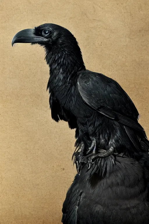 Image similar to a breathtakingly stunningly beautifully highly detailed extreme close up portrait of a giant majestic raven, by rosetti, 4 k