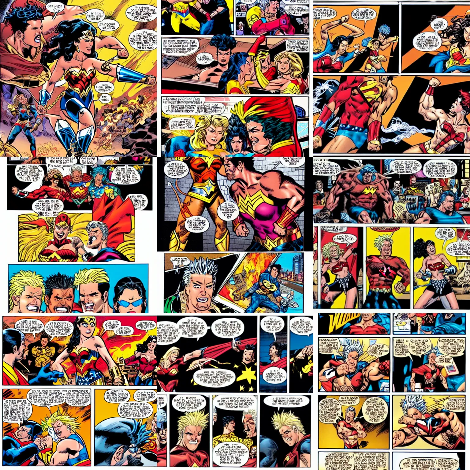 wonder woman comic strip collage