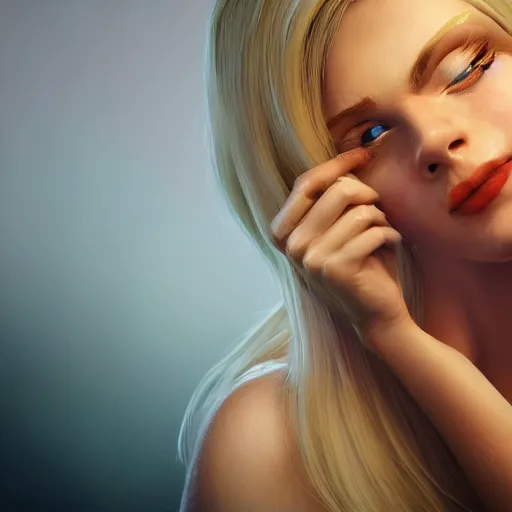 Image similar to close up of beautiful scandinavian female happy hugging xbox one s in bed, stunning eyes, long blonde hair, disney pixar weta, hi - fructose, decadent highly - detailed digital painting, golden ratio, octane render, artstation, cinematic composition, smooth, sharp focus